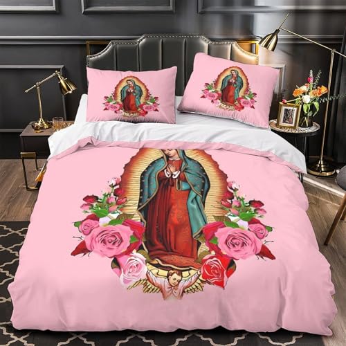 Housse de couette Vierge Marie cadeau communion baptême lit simple