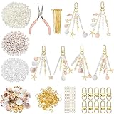 Leseogye 76 Stk Bastelset für Muschel-Schlüsselanhänger, Metall-Schlüsselanhänger Selber Machen, Praktisches Anhänger Basteln Für Alle Altersgruppen, Keychain DIY Zubehör Für Gestaltung