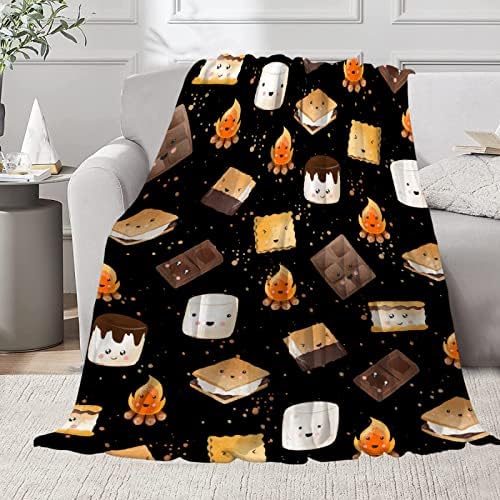 Cute S'Mores Blanket | Ultra Soft Marshmallow Cookie Throw Blanket | 40