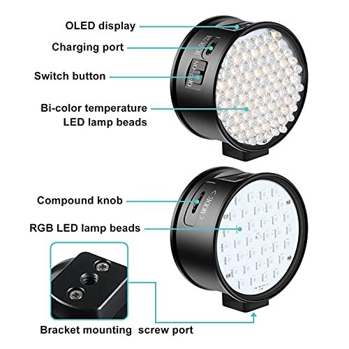 Image of GVM RGB Video Light 3000mAh Rechargeable LED Lighting CRI 97+RGB+Bi-Color Double Sided LED Photography Light 2700K-6500K 360Full Color Double Sided led Video Light for Photography, Vlogging