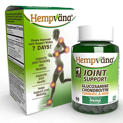 Glucosamine Chondroitin Hempvana Triple Strength Joint Support Supplement for Joint Pain Relief, Formulated with MSM Boswellia Vitamin D Hemp Powder, Helps Inflammation, 60 Capsules