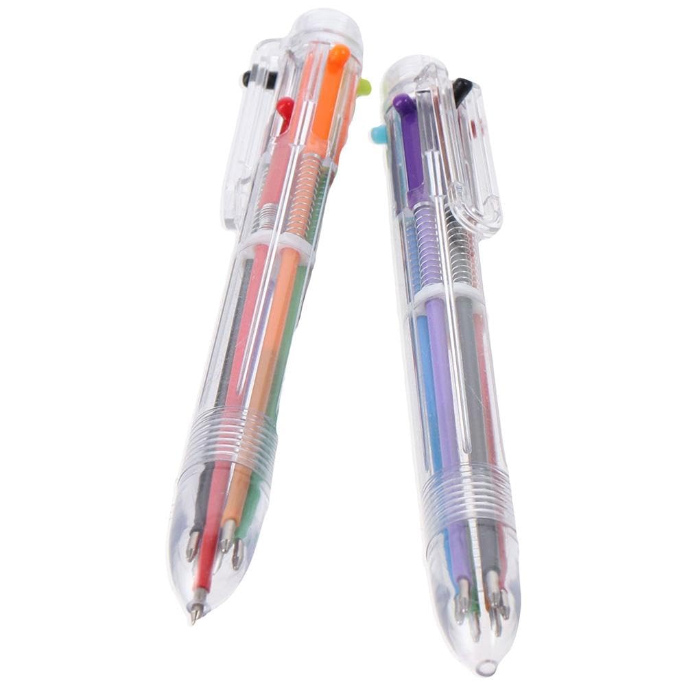 Risedot 12 Pcs Multi Colour 6-In-1 Multicolour Pens, 6 Colors Transparent Barrel Ballpoint Pen - Image 4