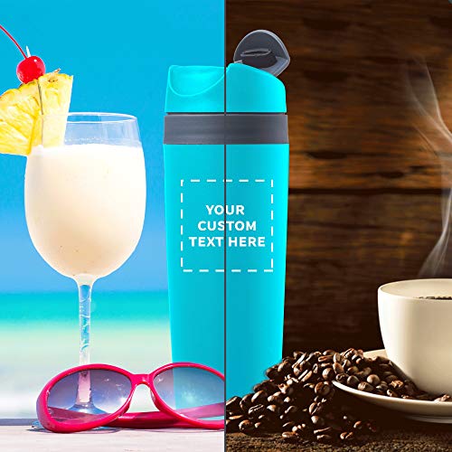 Personalized 16 Oz. Snap Seal Tumbler Travel Mugs - 10 Pack - Custom Text, Logo - Teal #TOP7