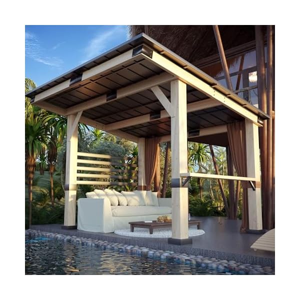 Joyside cedar wood gazebo 10 ft x 12 ft patio wood gazebo with cedar frame and metal steel roof panels hardtop gazebo for patio lawn deck and parties  urban country home decor