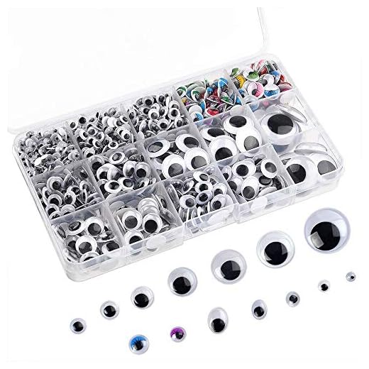 FEPITO 1150 Pièces Autoadhésives Yeux Wiggle Autogames Yeux Flous pour Les Projets d'Artisanat DIY 5mm à 25mm Tailles Assorties