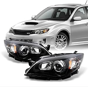 AKKON - For Subaru Impreza Outback WRX Projector Headlights Black Driver/Passenger Headlamps