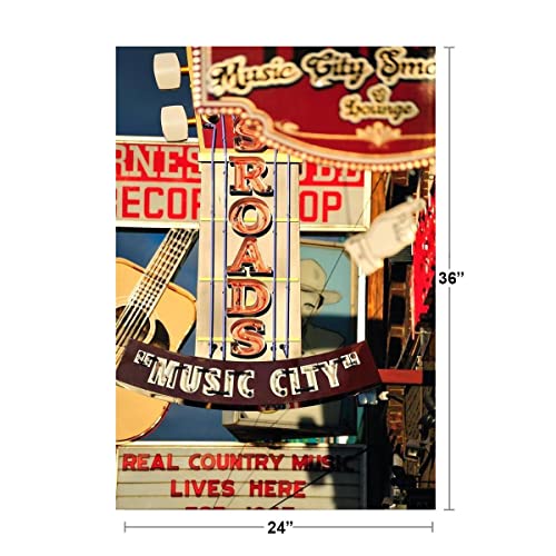 Music City Nashville Country Music Retro Signs Photo Poster Tn Tennessee Bar Restaurant Photograph Cool Wall Decor Art Print Poster 24X36 #TOP4
