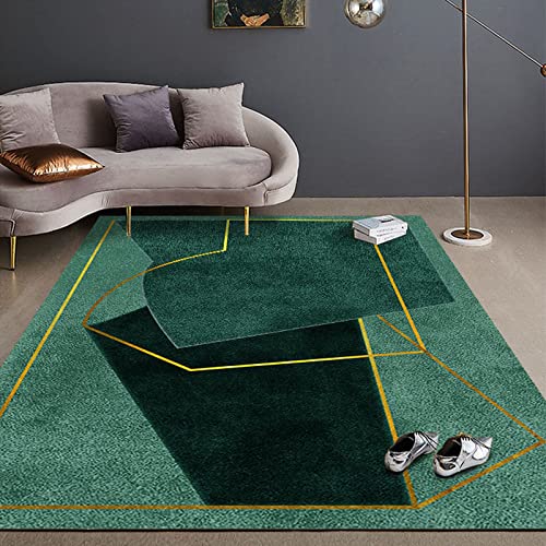 Tapis de salon géométrique vert 90x150 cm et antidérapant