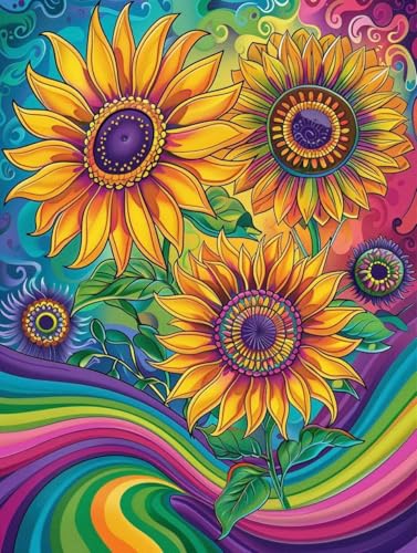 Coloriage par numero adulte anti-stress grande toile tournesol acrylique facile à peindre