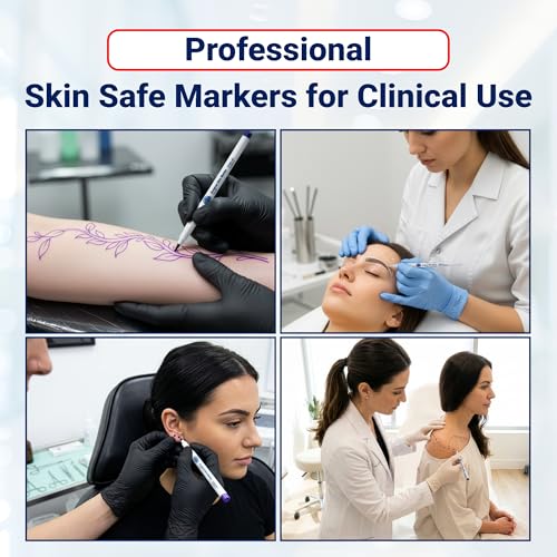 Arrigo Medical Skin Markers (Body Markers for Skin), 50-Pack Mini Non-Sterile – Violet 1mm Tip – For Medical Skin Mapping, Tattoos, Piercings & PMU – Water & Sweat-Resistant by Arrigo Professional Supplies - Image 2