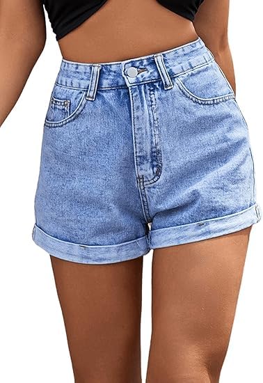 Enviable Distressed Bottom Denim | Shorts for Women with Designer Hemline |Button Closure|Stretchable| Washed Design Faded Style