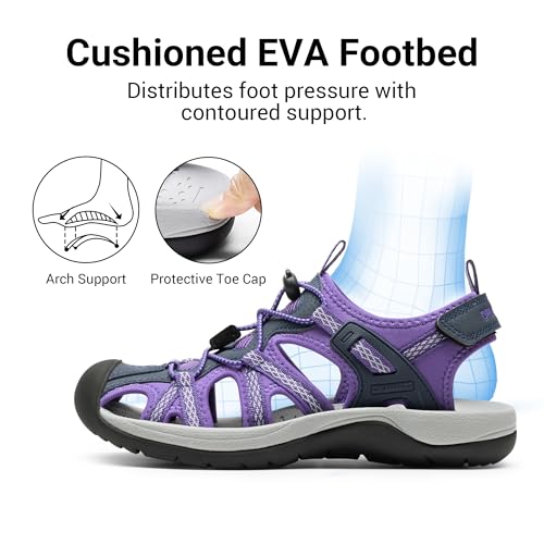 DREAM PAIRS DREAM PAIRS Women's Hiking Sandals Adventurous Summer Sports Shoes Outdoor,Size 6,Purple,DWUMST2502