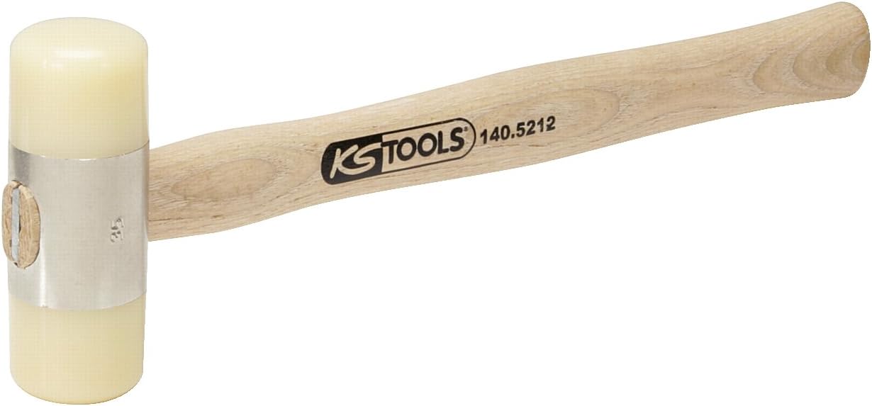 KS TOOLS Marteau Bourgeois 24,5 Mm Tête – Manche Frêne Galbé, Emmanchement Sécurité Coin Métal + Résine