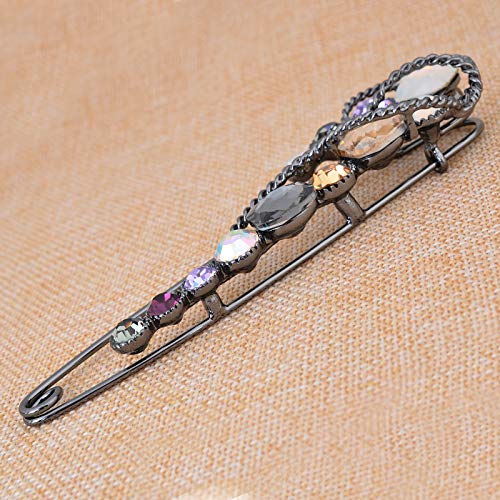 Image of 4.1 inch Vintage Rhinestone Crystal Flower Large Safety Pins Brooch Cardigan Scarf Sweater