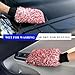JNXIJ 2 PCS Car Wash Mitts, 8×10 Inches Lint-Free & Scratch-Free Microfiber Cleaning Gloves, Ultra Absorbent Washing Glove Detailing Wash Mitt for Sedan Truck SUV, Car Accessories (Red & Black)