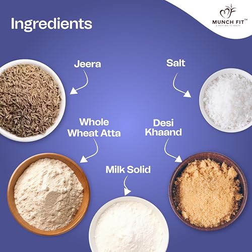 Image of Munch Fit Jeera Cookies - Healthy, Crunchy & Tasty 125gm Pack of 3 I No Maida, Eggless, No Refined Sugar Cookie I Protein & Fiber Packed Cookies