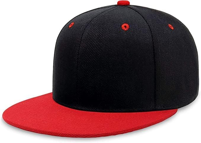 GenericFlat Bill Visor Classic Snapback Hat Blank Adjustable Brim High Top End Trendy Color Style Plain Tone Baseball Cap