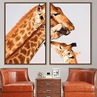 2 Piece Framed Canvas Wall Art Giraffes Canvas Prints Home Artwork Decoration for Living Room,Bedroom - 16