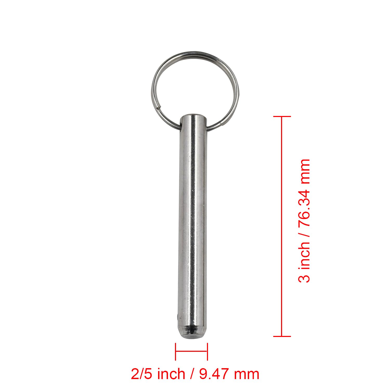 Meckparts 2Pcs Long Quick Release Pin Diameter 3/8(9.5mm) Usable Length 2.4(61mm) Overall Length 3(76mm) Full 316 Stainless Steel Marine Hardware Bimini Top Pin