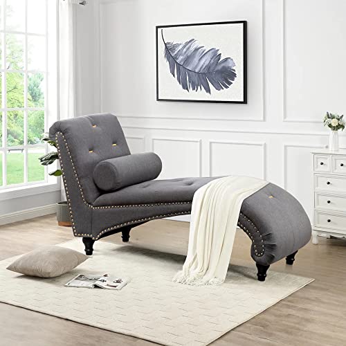 Alish Chaise Lounge Indoor Upholstered Chaise Lounge Chair Modern Recliner Sofa Sleeper Sofa For Living Room, Bedroom Gray #TOP1