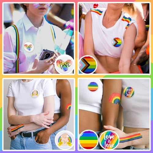 Image of BDS-HOME 14pcs Rainbow Pride Pins LGBTQ Round Brooch Badges Enamel Designs Gay Pride Month Accessories Party Parades Clothes Backpacks, Jackets, Hats Denim Decorate