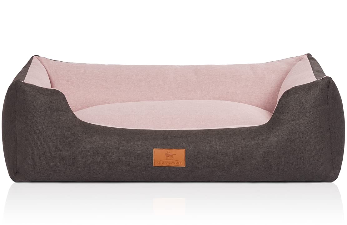 Knuffelwuff 14096-002 Hundebett Hundekörbchen Hundesofa Hundekissen Hundekorb Bezug Waschbar Luke M-L Schwarz-Rosa