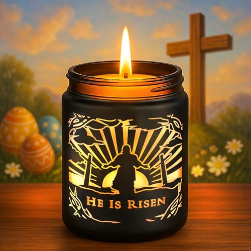 Easter Christian Gifts for Women Men, 8OZ Jesus Christ Scented Candles Easter Basket Essentials for Adult Teens, with Vanila Scent and 40Hours Burning Time
