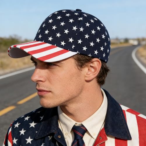 Image of Patriotic-USA-Flag-Baseball-Caps-Woman-Man-Sun-Hat for 4th-July