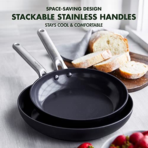 Greenpan Omega Hard Anodized Advanced Healthy Ceramic Nonstick, 11" Wok Pan, Anti-Warping Induction Base, Diamond Reinforced Durable Coating, Stay-Flat Surface For Oil, Oven&Broiler Safe, Black #TOP5