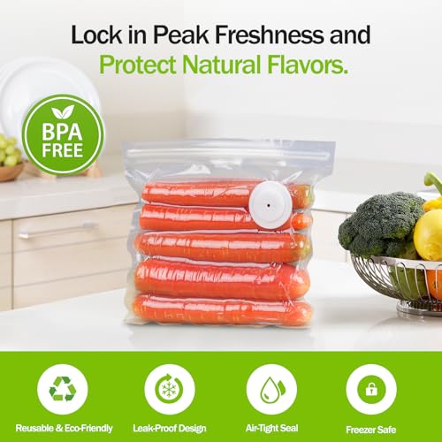 Image of Vacuum Sealer Bags for Food, BPA-Free Food Storage Bags, Freezer, Microwave - Odor-Resistant, Leak-Proof - Compatible with Auletor Mason Jar Vacuum Sealers (10PCS)