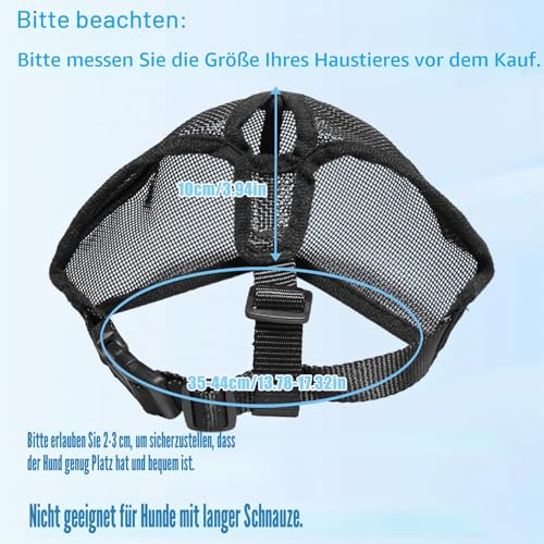MUU Maulkorb für Hunde mit kurzer Schnauze, für Französische Bulldoggen, Chihuahuas, Pudel und andere flache Hunde, Schwarz, Nylon, 45 cm, kleine Rassen