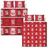 Liverpool FC Offizielles Doppelbettwäsche-Set, Design „Crunch“ | Rotes, beidseitig wendbares Fußball-Bettwäsche-Set mit passenden Kissenbezügen | Offizielles Merchandise | Polycotton
