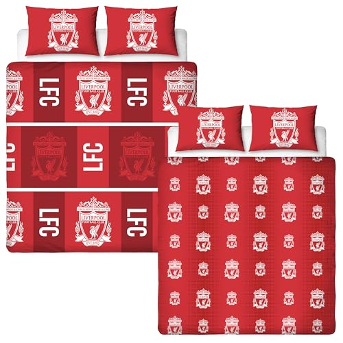 Liverpool FC Official Double Duvet Cover Set, Crunch Design | Red Reversible 2 Sided Football Bedding Cover | Official Merchandise Including Matching Pillow Cases | Polycotton