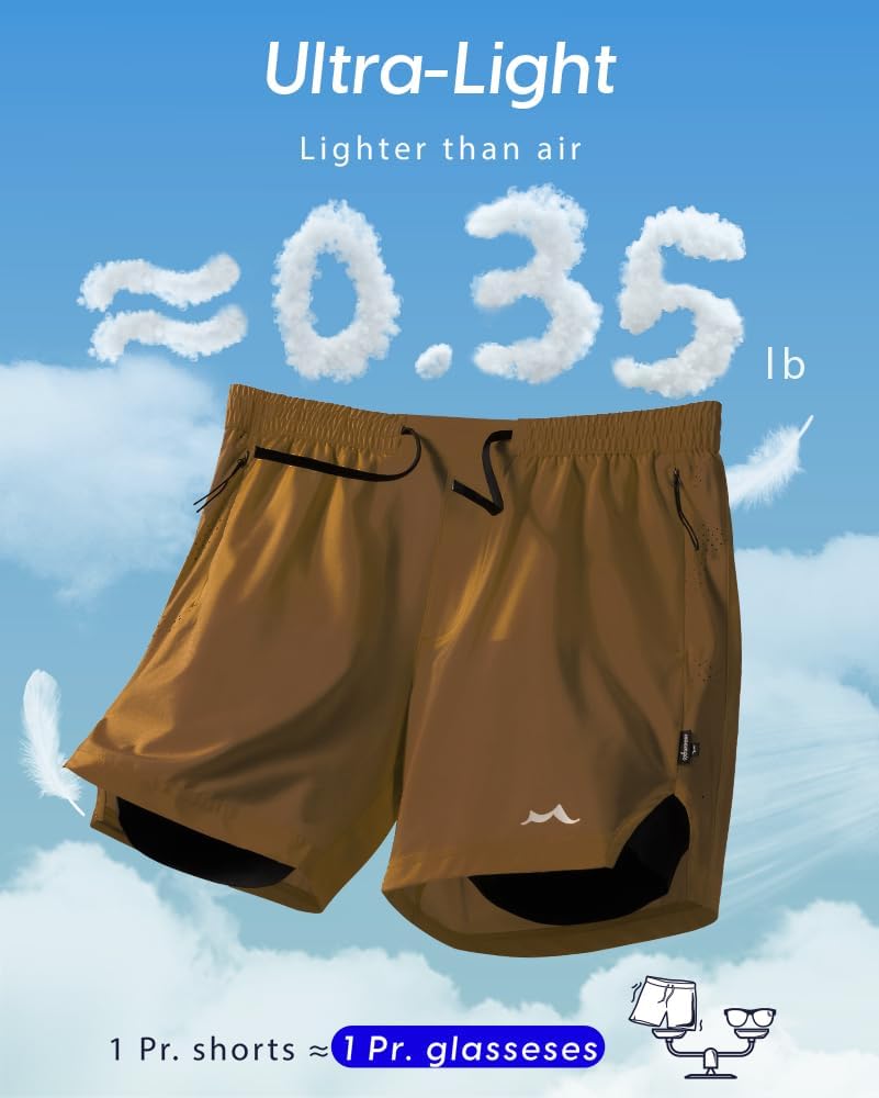 maamgic Men's Athletic Running Shorts with Liner Ultra Lightweight Workout Shorts 5"/ 7" - Image 5