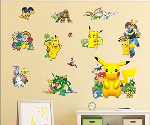 Donass 2018 Pocket Monster Pokemon Pikachu Wall Sticker for Kids Room Home Decoration Pikachu Amination Poster DIY Game Cartoon Nursery Wallpaper