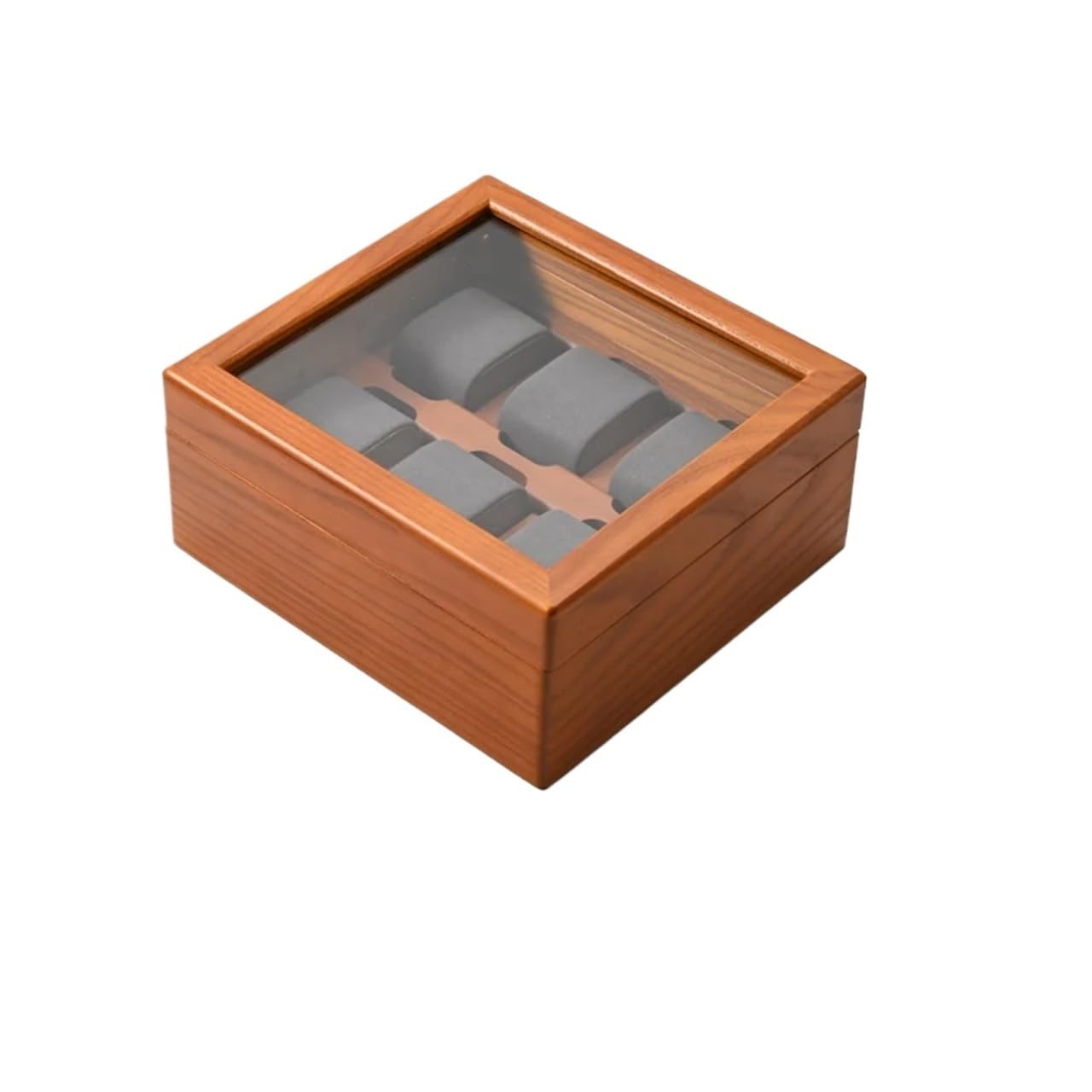 Caja de almacenamiento reloj madera Cubierta vidrio a prueba polvo