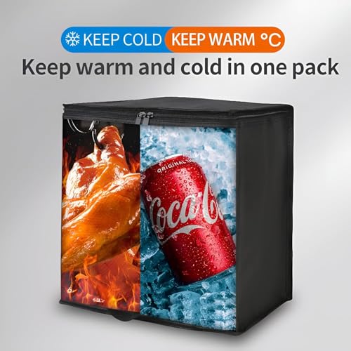Image of Insulated Thermal Bag for Hot & Cold Food Heavy Duty, Cooler Tote with Zipper Reusable Grocery Shopping, Collapsible Picnic Lunch for Travel, Delivery, Freezer Storage(50 litres)
