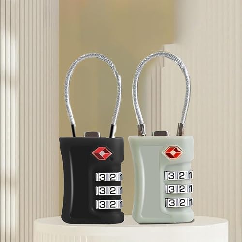 2 Pack Combination Lock Customs Lock Luggage Travel,Black,Grey