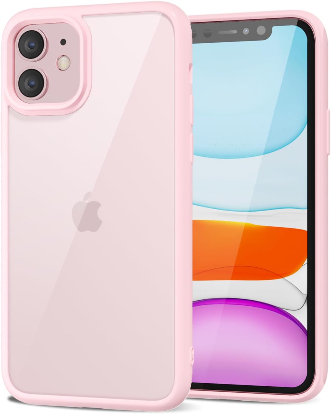 for iPhone 11 Case Clear, Transparent Hybrid 11 Phone Case [Hard Plastic & Soft Silicone Bumper] Acrylic Non Yellowing Thin Slim Protective Cover for Women, Light Pink