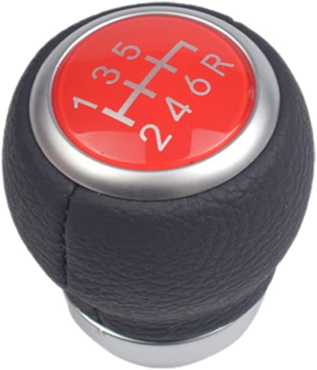 Hacreyatu 6-Speed Black Suede Leather Shift Knob for Subaru Impreza WRX STI 2009-2018 w/ Red Cover & R Mark