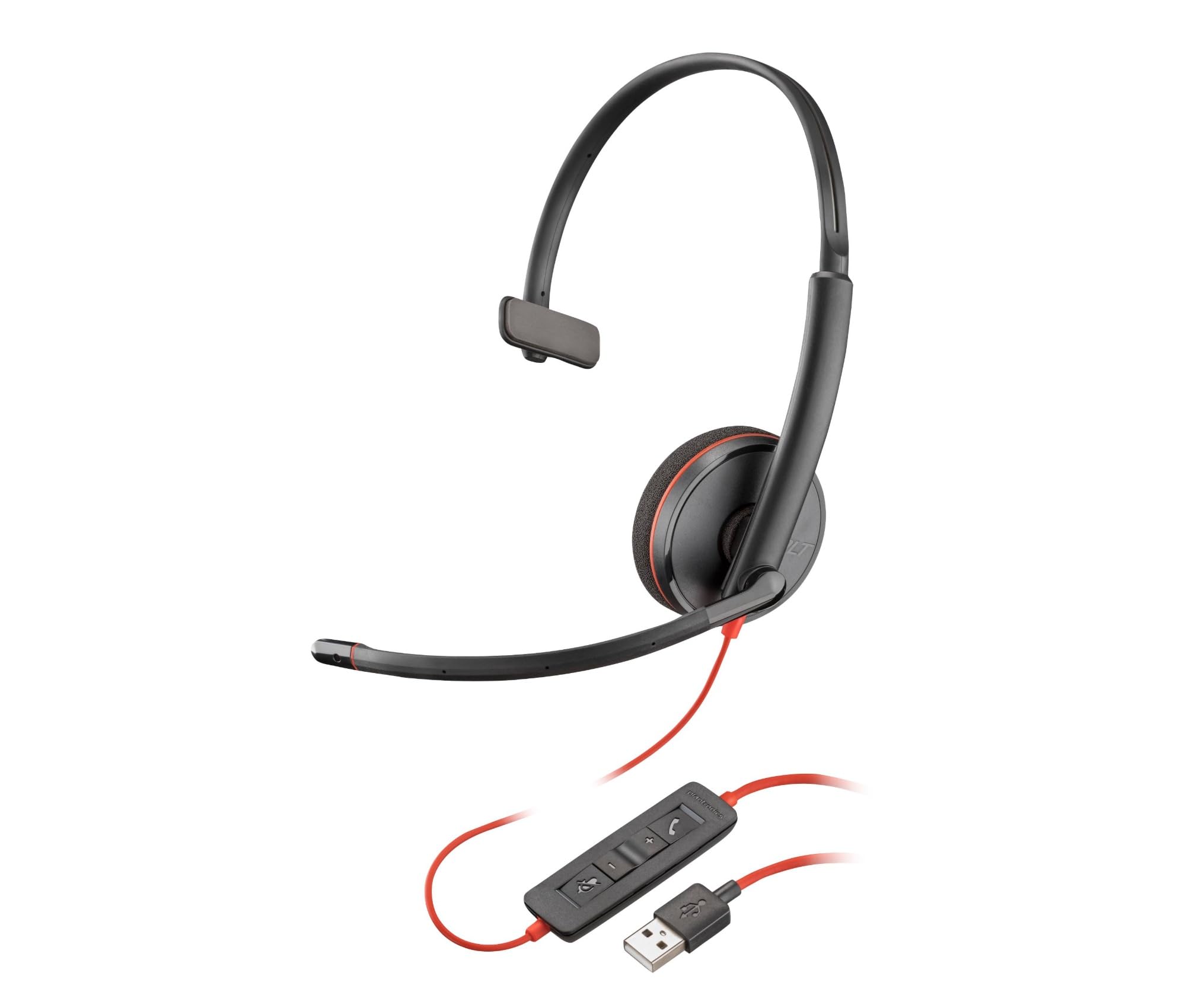 auricolare monaurale poly blackwire con connessione usb-a e c, cuffie in pelle imitata