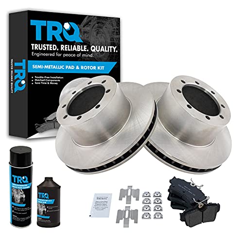 TRQ Rear Brake Pad & Rotor Kit Brake Chemical Kit Brake Pads Brake Rotor Semi-Metallic Compatible with 1994-2004 Ford Mustang