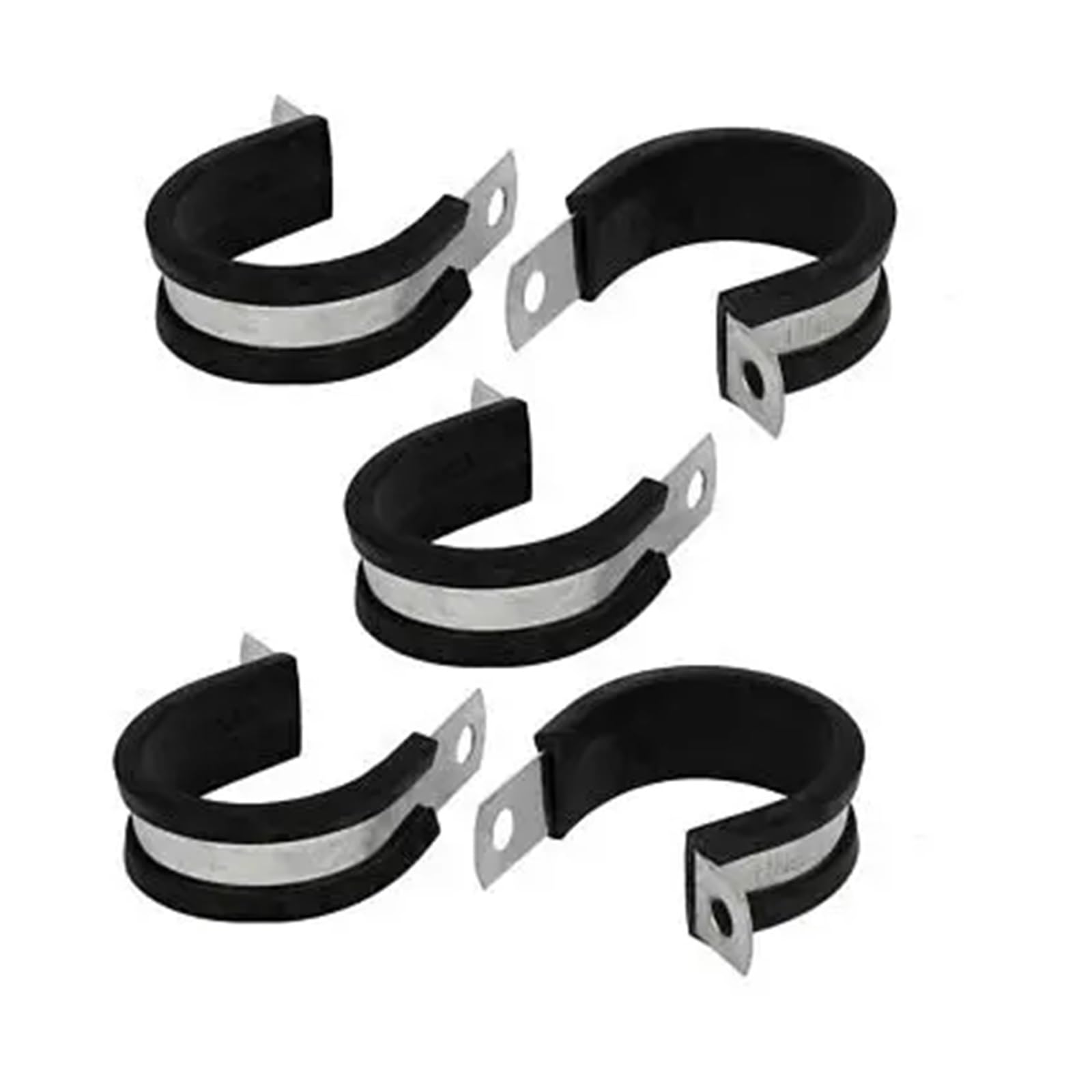 SHALLEZSOU Pipe clamp 30mm Dia Rubber Lined P Clips Cable Hose Pipe Clamps Holder 5pcs