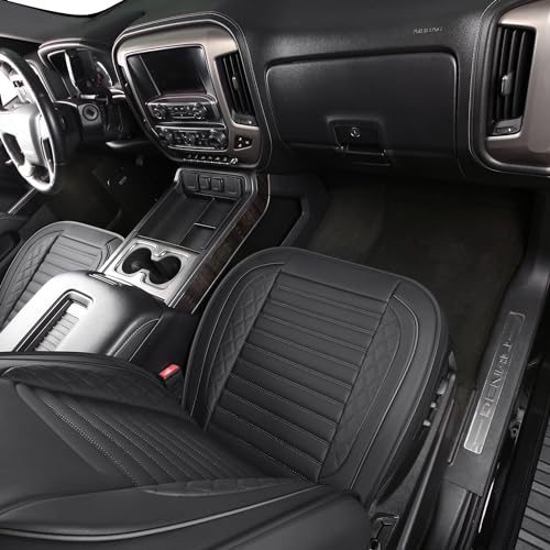 Image of JOJOBAY Chevy Silverado Seat Covers,GMC Sierra Seat Covers,Custom Fit 2007-2026 1500 2500HD 3500HD Crew Double Extended Regular Cab,LT LZT RST Trail Boss(Front Pair,Black)