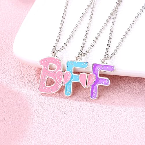 Best Friend Necklace Friendship Necklace Gifts Magnetic Matching BFF Necklace for 3 Girls3