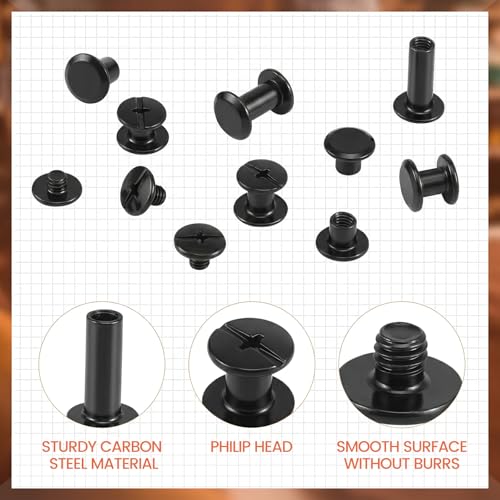 image for Hapric 145 Sets Chicago Screws for Leather, 7 Sizes M5x4/5/6/8/10/12/1