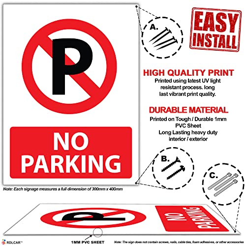 RDLCAR No Parking Sign, 1mm Rigid PVC, Highly Visible Caution Mark for Restricted Parking Areas - Image 4