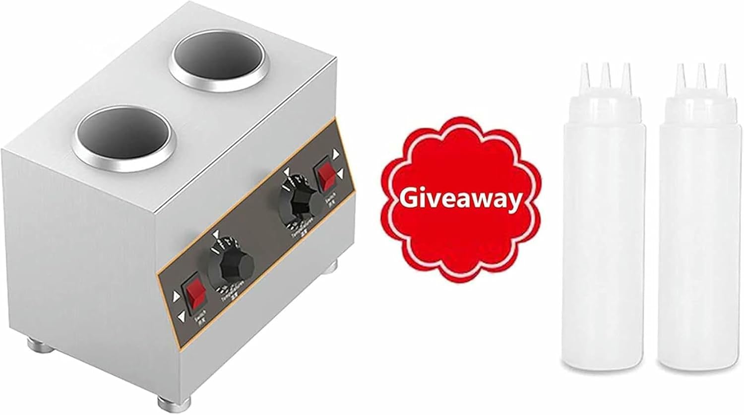 Commercial Electric Sauce Heater, Sauce Bottle Heater with Pinch Bottles Chocolate Sauce Heater Chocolate Cheese Candy Sauce Dispenser (2Grid)