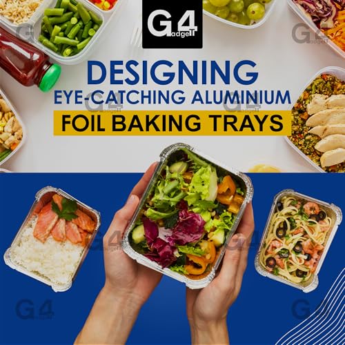 G4GADGET Pack of 2 Large Aluminium Foil Trays 32x20x3.2cm - Ideal for BBQ, Cooking, Baking, Roasting, & Food Storage, Silver - Image 4