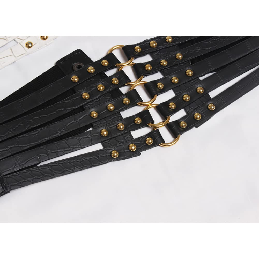 Fashion PU Leather Wide Waist Belt Hollow Out Rivets Stretch Cinch Waistband 61XbZYdy5VL._AC_UF894,  main image 2